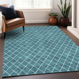 Piper Looms Mayfield Diamonds AMF932 Teal Machine Washable Area Rug Lifestyle Image Feature
