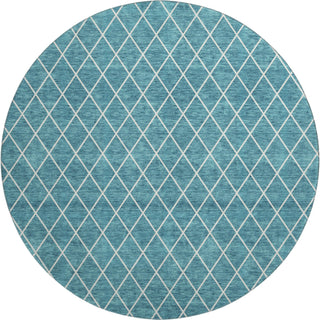 Piper Looms Mayfield Diamonds AMF932 Teal Machine Washable Area Rug Round Main Image