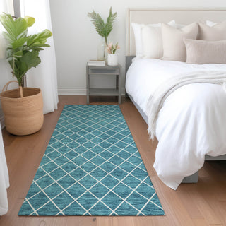 Piper Looms Mayfield Diamonds AMF932 Teal Machine Washable Area Rug Runner Lifestyle Image Feature