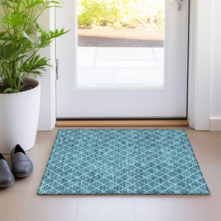 Piper Looms Mayfield Diamonds AMF932 Teal Machine Washable Area Rug Scatter Lifestyle Image Feature
