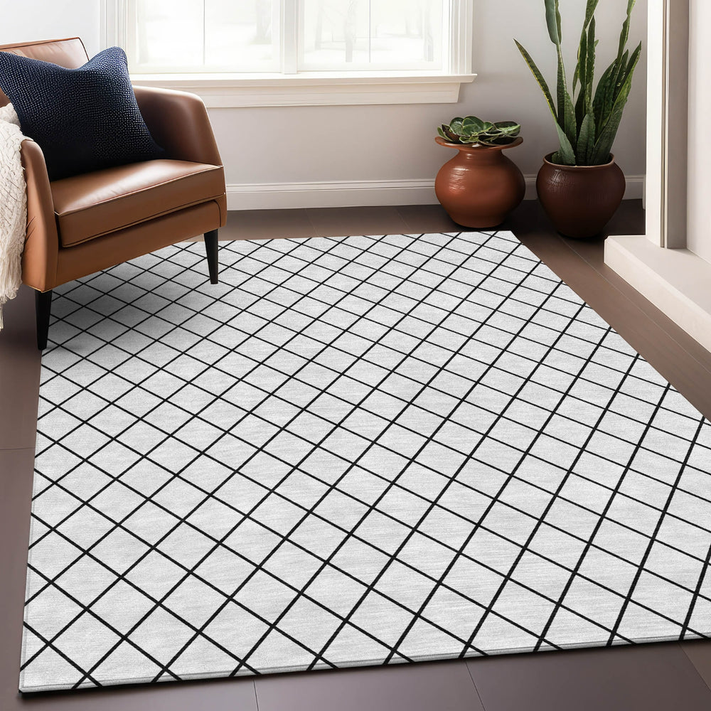 Piper Looms Mayfield Diamonds AMF932 White Machine Washable Area Rug Lifestyle Image Feature