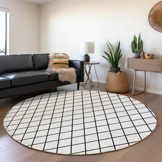 Piper Looms Mayfield Diamonds AMF932 White Machine Washable Area Rug Round Lifestyle Image Feature