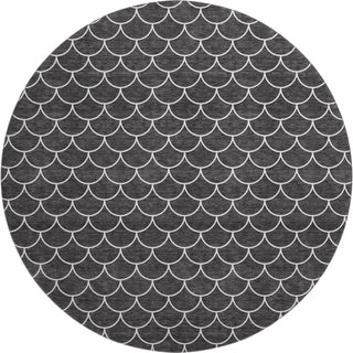Piper Looms Mayfield Geometric AMF933 Black Machine Washable Area Rug Round Main Image