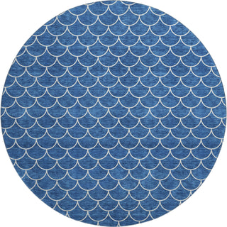 Piper Looms Mayfield Geometric AMF933 Blue Machine Washable Area Rug Round Main Image