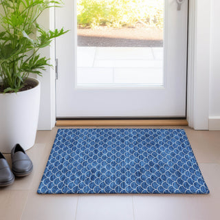 Piper Looms Mayfield Geometric AMF933 Blue Machine Washable Area Rug Scatter Lifestyle Image Feature