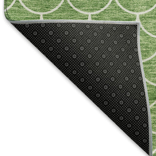 Piper Looms Mayfield Geometric AMF933 Green Machine Washable Area Rug Backing Image