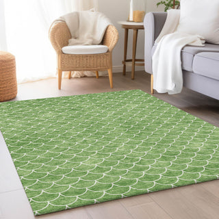 Piper Looms Mayfield Geometric AMF933 Green Machine Washable Area Rug Lifestyle Image Feature