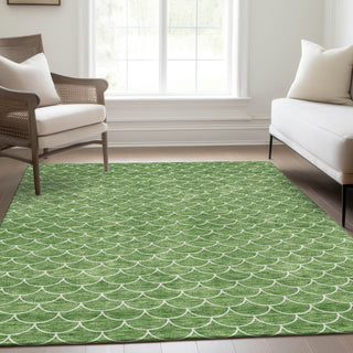 Piper Looms Mayfield Geometric AMF933 Green Machine Washable Area Rug Lifestyle Image Feature