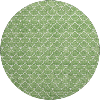 Piper Looms Mayfield Geometric AMF933 Green Machine Washable Area Rug Round Main Image