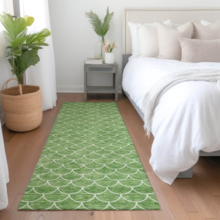 Piper Looms Mayfield Geometric AMF933 Green Machine Washable Area Rug Runner Lifestyle Image Feature