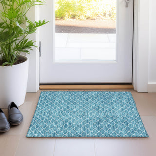Piper Looms Mayfield Geometric AMF933 Teal Machine Washable Area Rug Scatter Lifestyle Image Feature