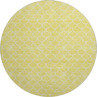 Piper Looms Mayfield Geometric AMF933 Yellow Machine Washable Area Rug Round Main Image