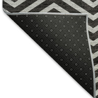 Piper Looms Mayfield Chevron AMF934 Black Machine Washable Area Rug Backing Image