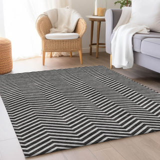 Piper Looms Mayfield Chevron AMF934 Black Machine Washable Area Rug Lifestyle Image Feature
