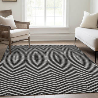 Piper Looms Mayfield Chevron AMF934 Black Machine Washable Area Rug Lifestyle Image Feature