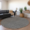 Piper Looms Mayfield Chevron AMF934 Black Machine Washable Area Rug Round Lifestyle Image Feature