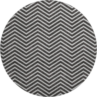 Piper Looms Mayfield Chevron AMF934 Black Machine Washable Area Rug Round Main Image