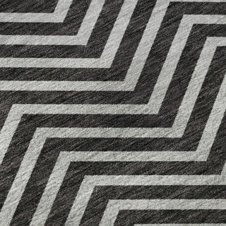 Piper Looms Mayfield Chevron AMF934 Black Machine Washable Area Rug Swatch Image