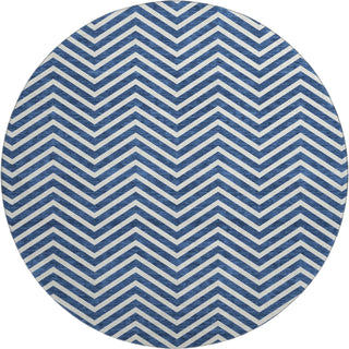 Piper Looms Mayfield Chevron AMF934 Blue Machine Washable Area Rug Round Main Image