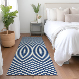 Piper Looms Mayfield Chevron AMF934 Blue Machine Washable Area Rug Runner Lifestyle Image Feature