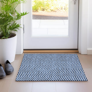 Piper Looms Mayfield Chevron AMF934 Blue Machine Washable Area Rug Scatter Lifestyle Image Feature