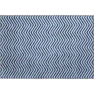 Piper Looms Mayfield Chevron AMF934 Blue Machine Washable Area Rug Scatter Main Image