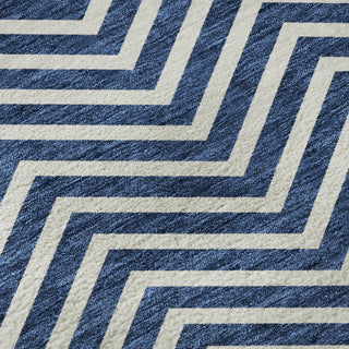 Piper Looms Mayfield Chevron AMF934 Blue Machine Washable Area Rug Swatch Image