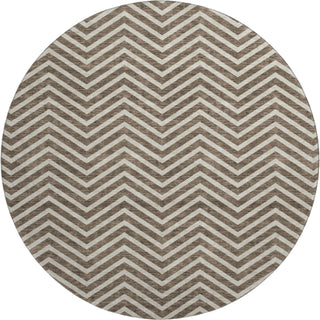 Piper Looms Mayfield Chevron AMF934 Brown Machine Washable Area Rug Round Main Image
