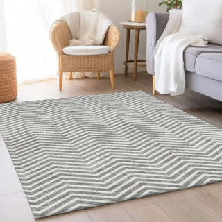 Piper Looms Mayfield Chevron AMF934 Gray Machine Washable Area Rug Lifestyle Image Feature