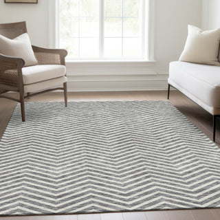 Piper Looms Mayfield Chevron AMF934 Gray Machine Washable Area Rug Lifestyle Image Feature