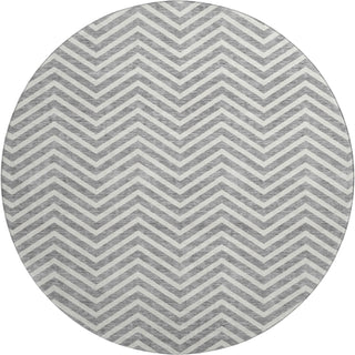 Piper Looms Mayfield Chevron AMF934 Gray Machine Washable Area Rug Round Main Image