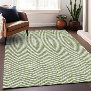 Piper Looms Mayfield Chevron AMF934 Green Machine Washable Area Rug Lifestyle Image Feature