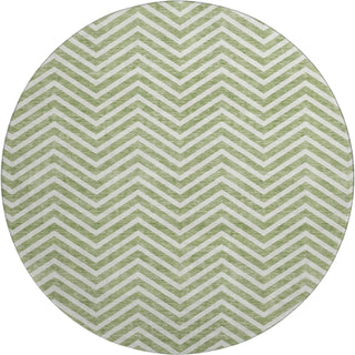 Piper Looms Mayfield Chevron AMF934 Green Machine Washable Area Rug Round Main Image