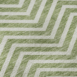 Piper Looms Mayfield Chevron AMF934 Green Machine Washable Area Rug Swatch Image