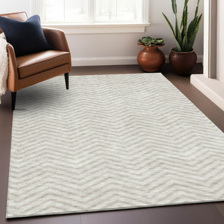 Piper Looms Mayfield Chevron AMF934 Ivory Machine Washable Area Rug Lifestyle Image Feature