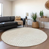 Piper Looms Mayfield Chevron AMF934 Ivory Machine Washable Area Rug Round Lifestyle Image Feature