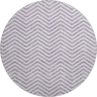 Piper Looms Mayfield Chevron AMF934 Lilac Machine Washable Area Rug Round Main Image