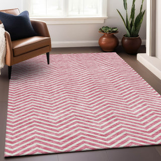 Piper Looms Mayfield Chevron AMF934 Pink Machine Washable Area Rug Lifestyle Image Feature