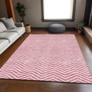 Piper Looms Mayfield Chevron AMF934 Pink Machine Washable Area Rug Lifestyle Image Feature