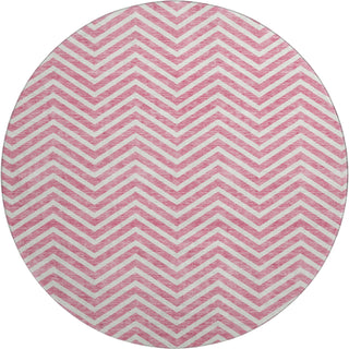 Piper Looms Mayfield Chevron AMF934 Pink Machine Washable Area Rug Round Main Image