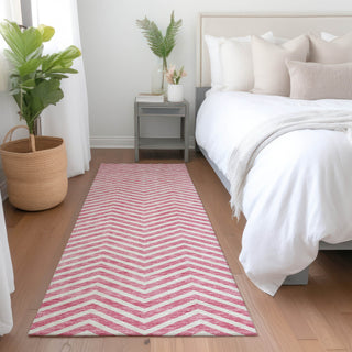 Piper Looms Mayfield Chevron AMF934 Pink Machine Washable Area Rug Runner Lifestyle Image Feature