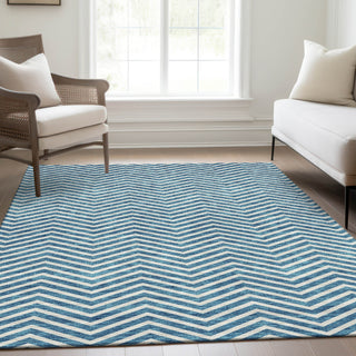 Piper Looms Mayfield Chevron AMF934 Teal Machine Washable Area Rug Lifestyle Image Feature