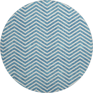 Piper Looms Mayfield Chevron AMF934 Teal Machine Washable Area Rug Round Main Image