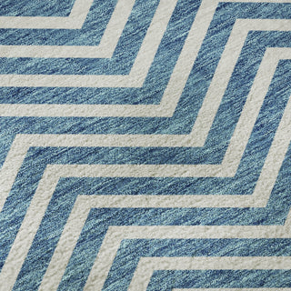 Piper Looms Mayfield Chevron AMF934 Teal Machine Washable Area Rug Swatch Image