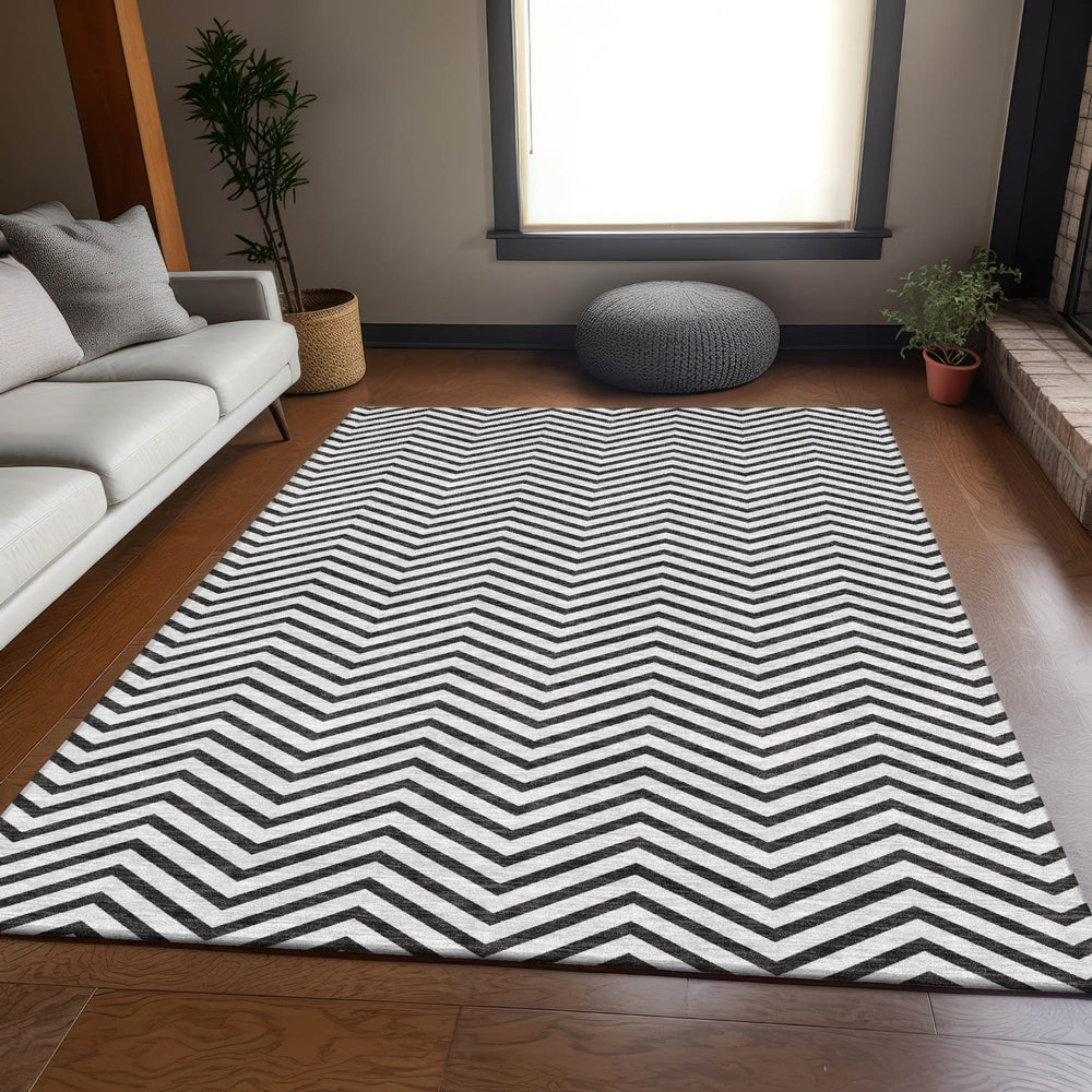 Piper Looms Mayfield Chevron AMF934 White Machine Washable Area Rug Lifestyle Image Feature