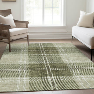 Piper Looms Mayfield Plaid AMF935 Aloe Machine Washable Area Rug Lifestyle Image Feature