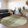 Piper Looms Mayfield Plaid AMF935 Aloe Machine Washable Area Rug Round Lifestyle Image Feature