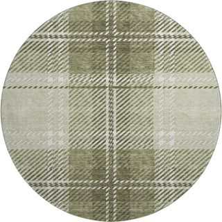 Piper Looms Mayfield Plaid AMF935 Aloe Machine Washable Area Rug Round Main Image