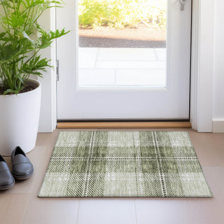 Piper Looms Mayfield Plaid AMF935 Aloe Machine Washable Area Rug Scatter Lifestyle Image Feature
