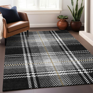 Piper Looms Mayfield Plaid AMF935 Black Machine Washable Area Rug Lifestyle Image Feature